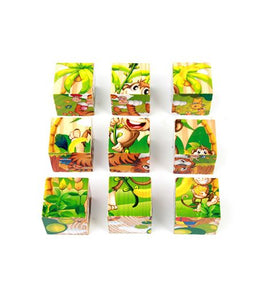 Wooden Cube Puzzle Animals - 6 Puzzles in 1